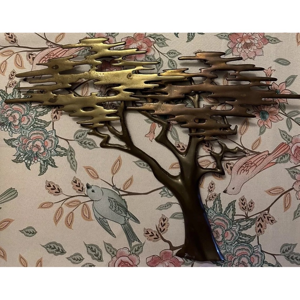 VINTAGE BRASS BONSI TREE SCULPTURE WALL HANGING